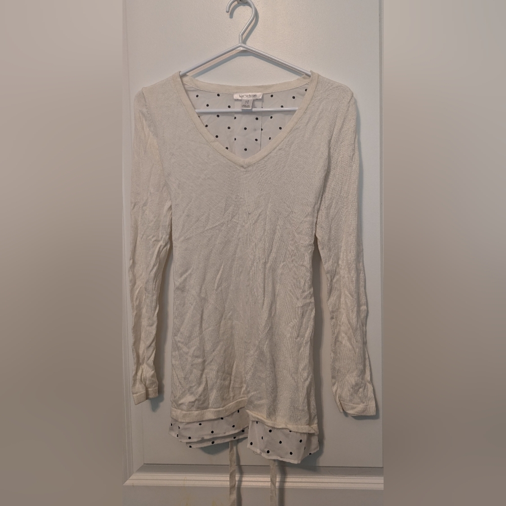Motherhood Maternity Elegant Cream And Polka-dot V-Neck Women's Top